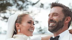 Jennifer Lopez and Ben Affleck at their wedding ceremony at Georgia