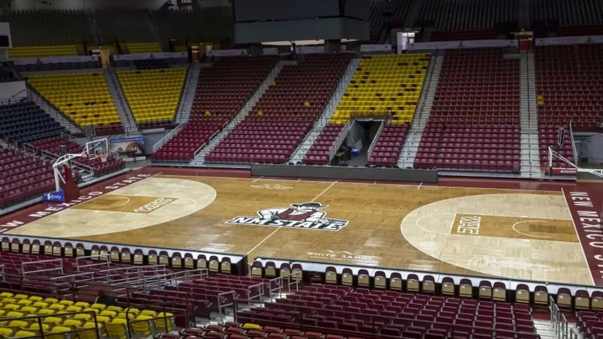 The basketball court of the Pan American Center at New Mexico State University