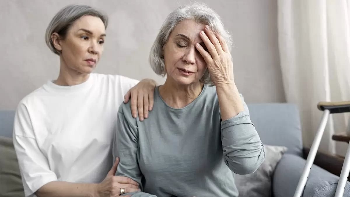 A patient and her caregiver