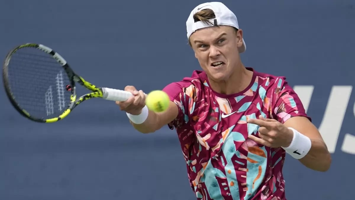 Holger Rune in action at the US Open 2023.