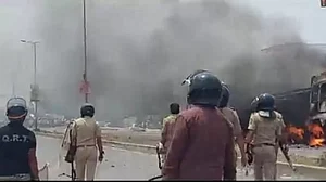 Violent clashes erupted in Maharashtras Jalna district as a protest for Maratha reservation turned
