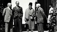 Indian Politics: 1946, Maulana Abul Kalam Azad, the Congress Party Leader in India (second right)