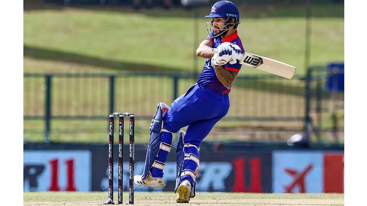Kushal Bhurtel in action against India