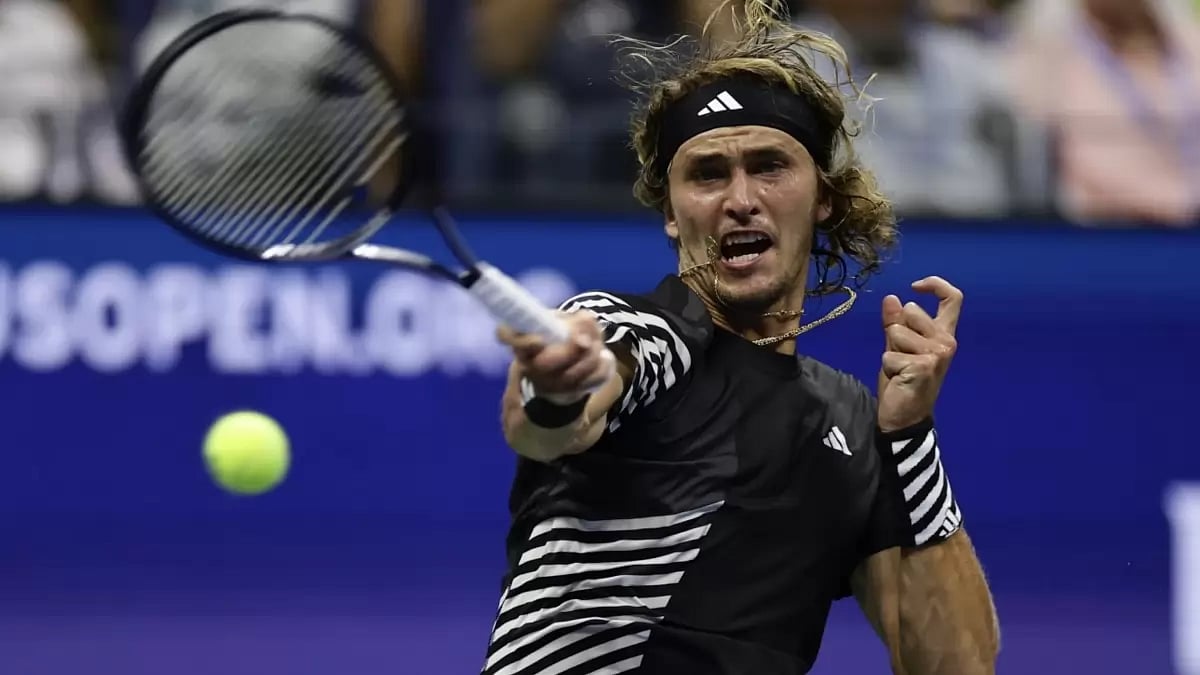 Alexander Zverev in action at US Open 2023