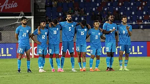 Indian Men's Football Team during the penalty shootout