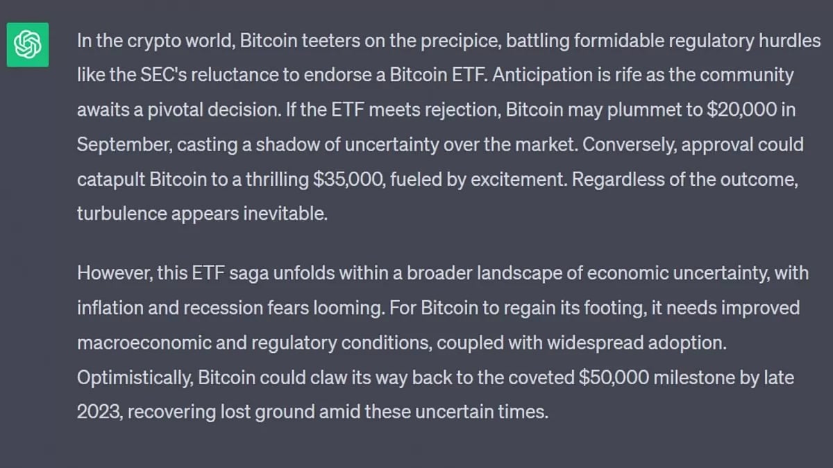 ChatGPT Predicts Bitcoin's September Price Trends: Is It Heading For $20K?