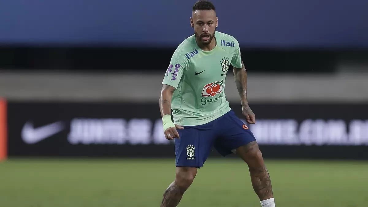 Brazil's Neymar trains at the Mangueirao Stadium in Belem, Brazil on Thursday 