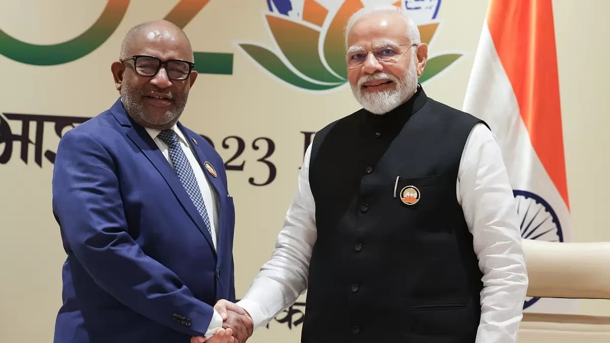 Prime Minister Narendra Modi and African Union (AU) chief Azali Assoumani