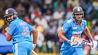 AP : Rohit Sharma (left) and Shubman Gill of India