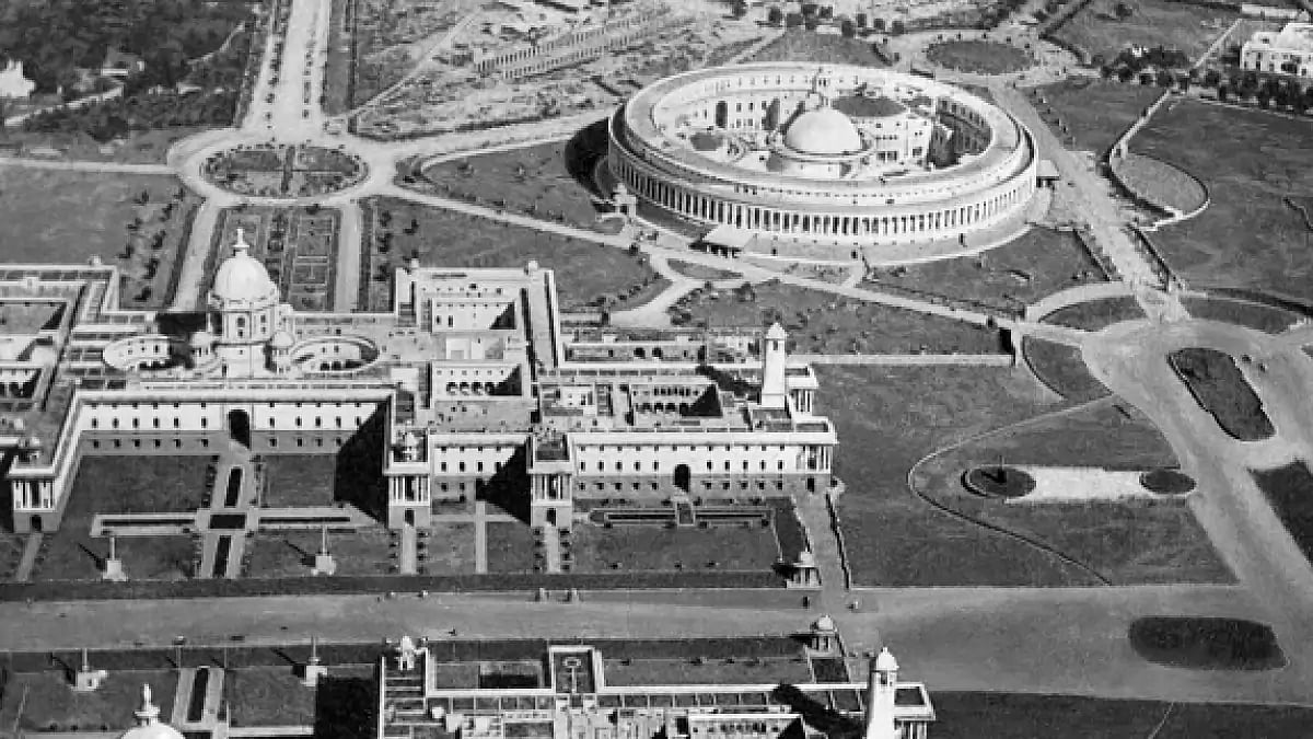 Aerial view of the Parliament in it's early days