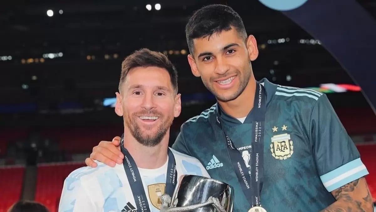 Lionel Messi (left) and Cristian Romero