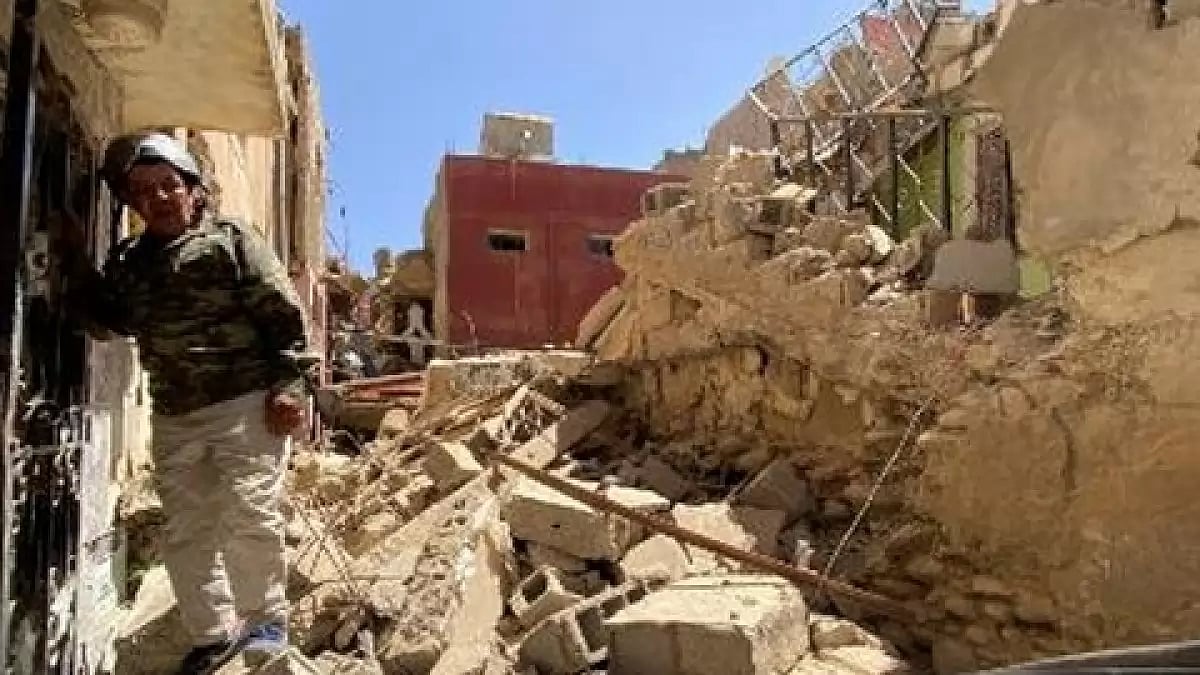 Morocco Earthquake leaves buildings into rumbles. 