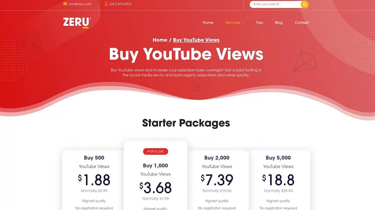 Best Site to Buy YouTube Views Zeru.com 