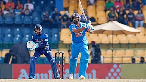 Rohit Sharma bats against Sri Lanka during their Super 4 game on Tuesday.