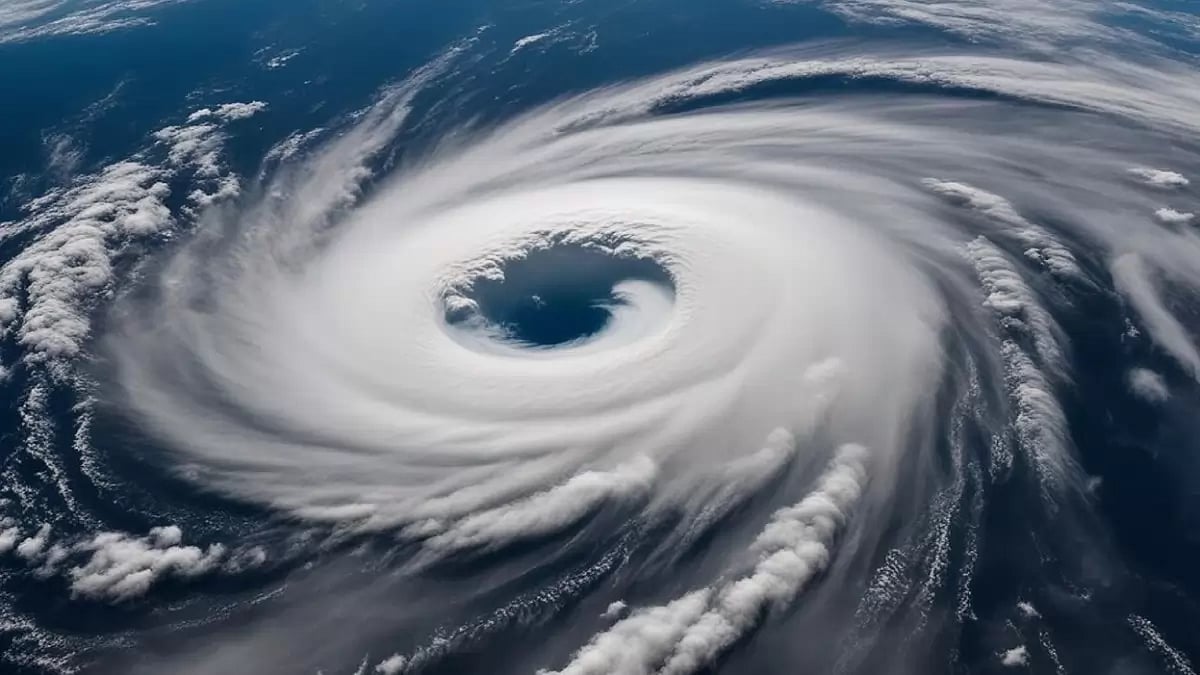 A  Satellite view of Hurricane