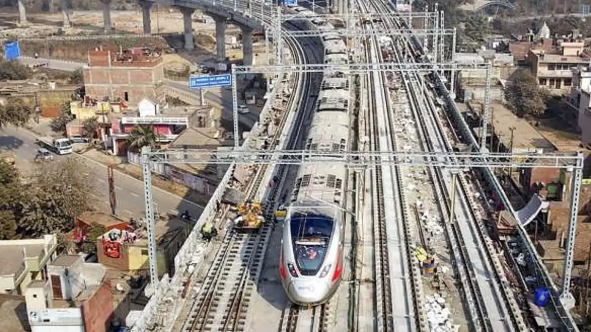 Delhi-Meerut Regional Rapid Transit System (RRTS) train during trial run