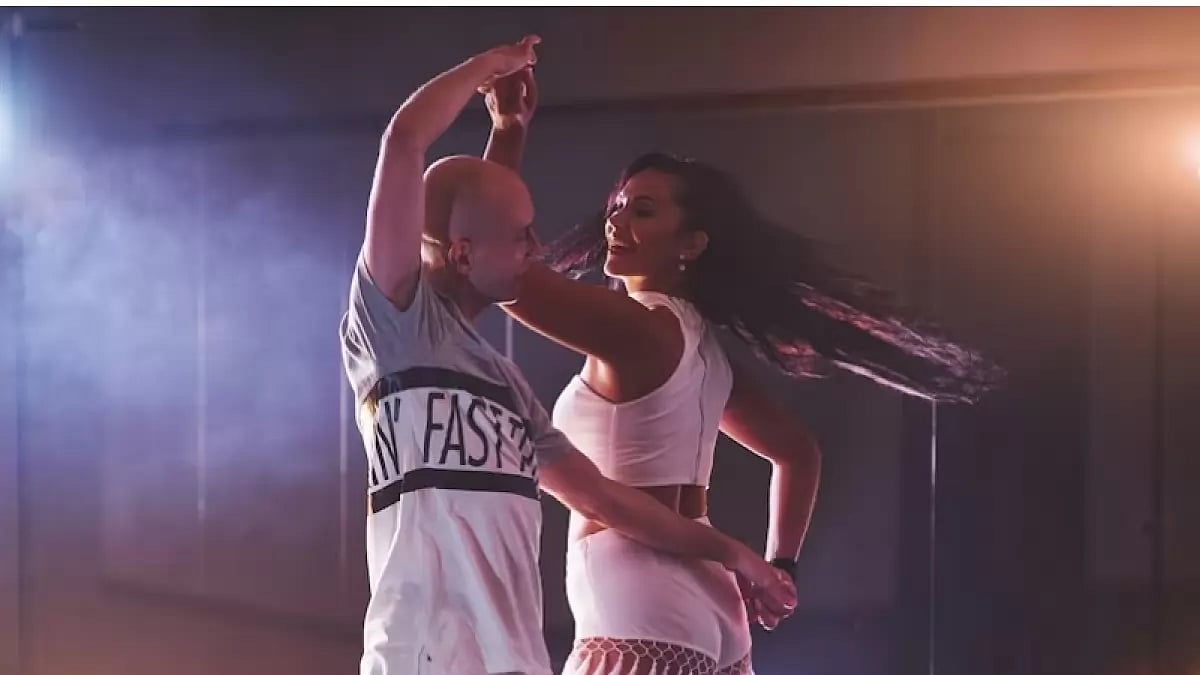 A couple doing Salsa marking the Hispanic Heritage Month Celebrations in Atlanta. 