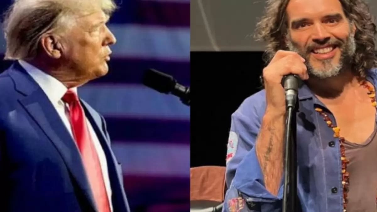 Former US president Donald Trump and British comedian Russell Brand