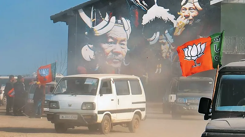 BJP workers at the start of a poll campaign