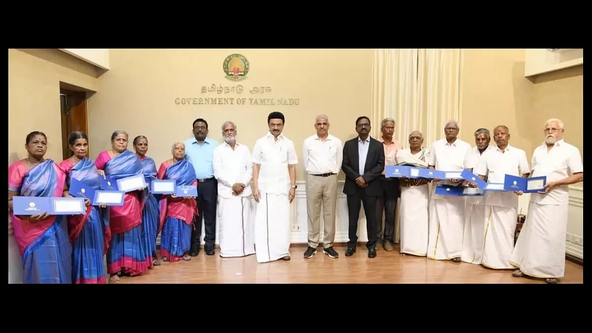 Tamil Nadu CM MK Stalin with the beneficiaries