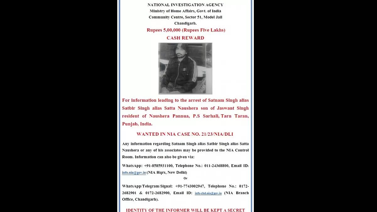 NIA released a list of wanted gangsters and criminals