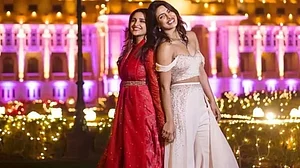 Priyanka Chopra with Parineeti Chopra