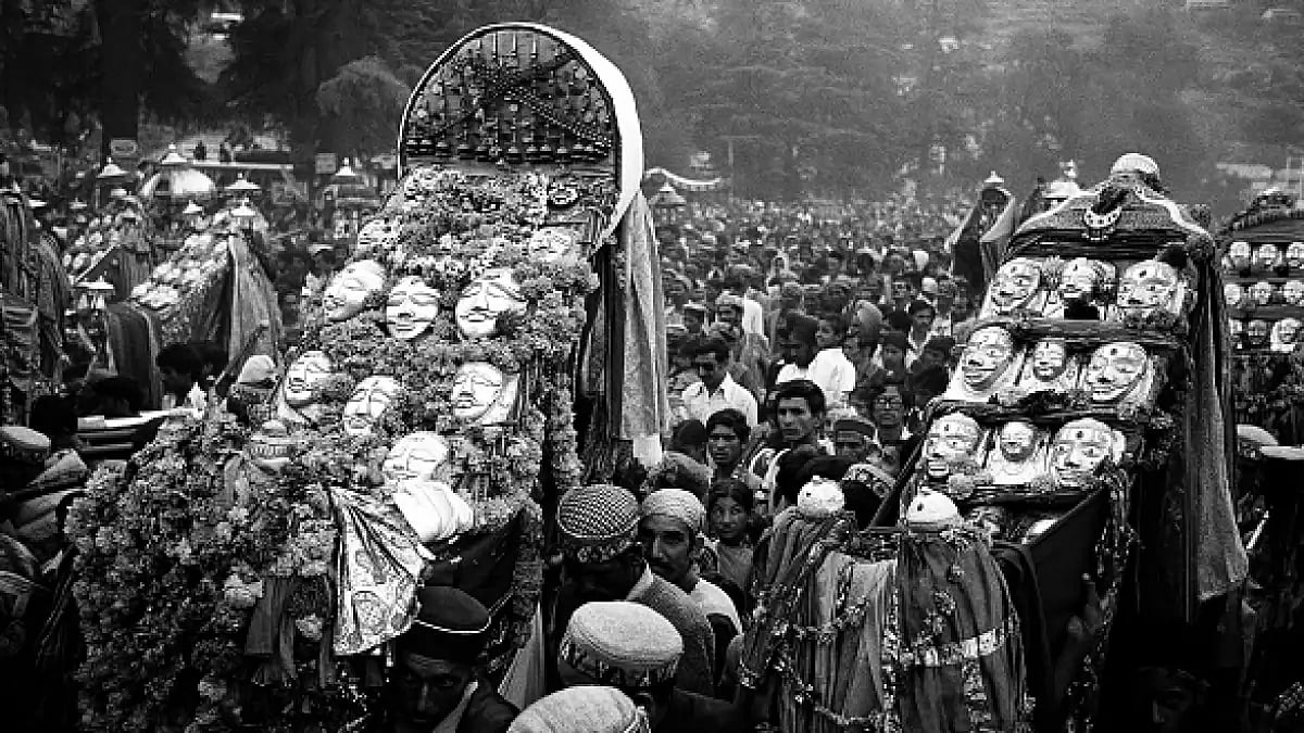 Procession of Gods on Kullu Dussehra festival, Himachal Pradesh, India, 1982