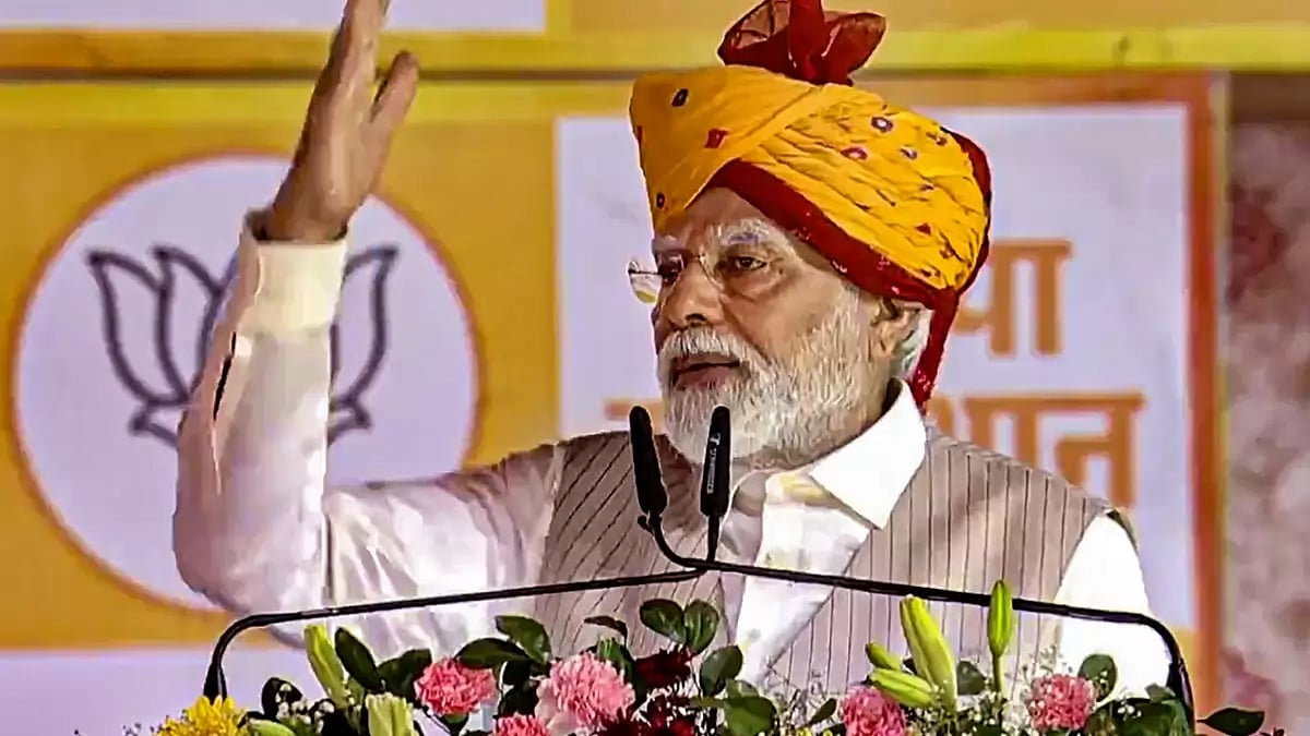Prime Minister Narendra Modi addresses a gathering 