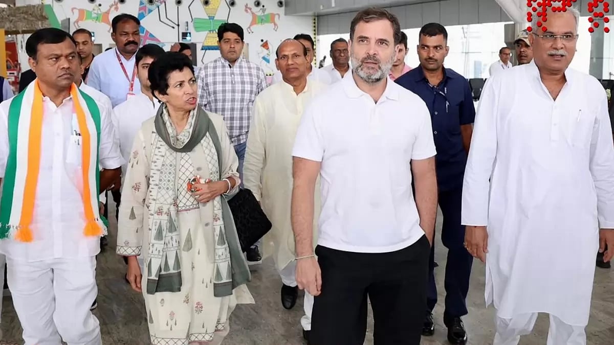 Congress leader Rahul Gandhi launched housing scheme in Bilaspur, Chhattisgarh.