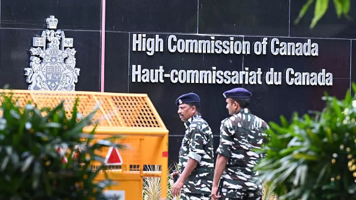 Heavy security at the Canadian High Commission in New Delhi