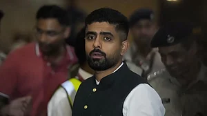 Pakistan captain Babar Azam arrives in Hyderabad on Wednesday.