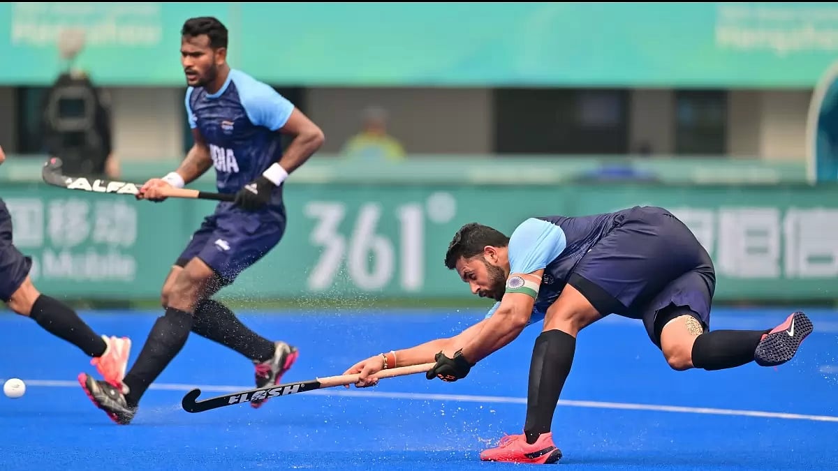Harmanpreet Singh (R) and Co in action at the Hangzhou Asian Games.
