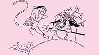 Hanuman Faces Lankini: From the author’s book Sita: an illustrated retelling of the Ramayana