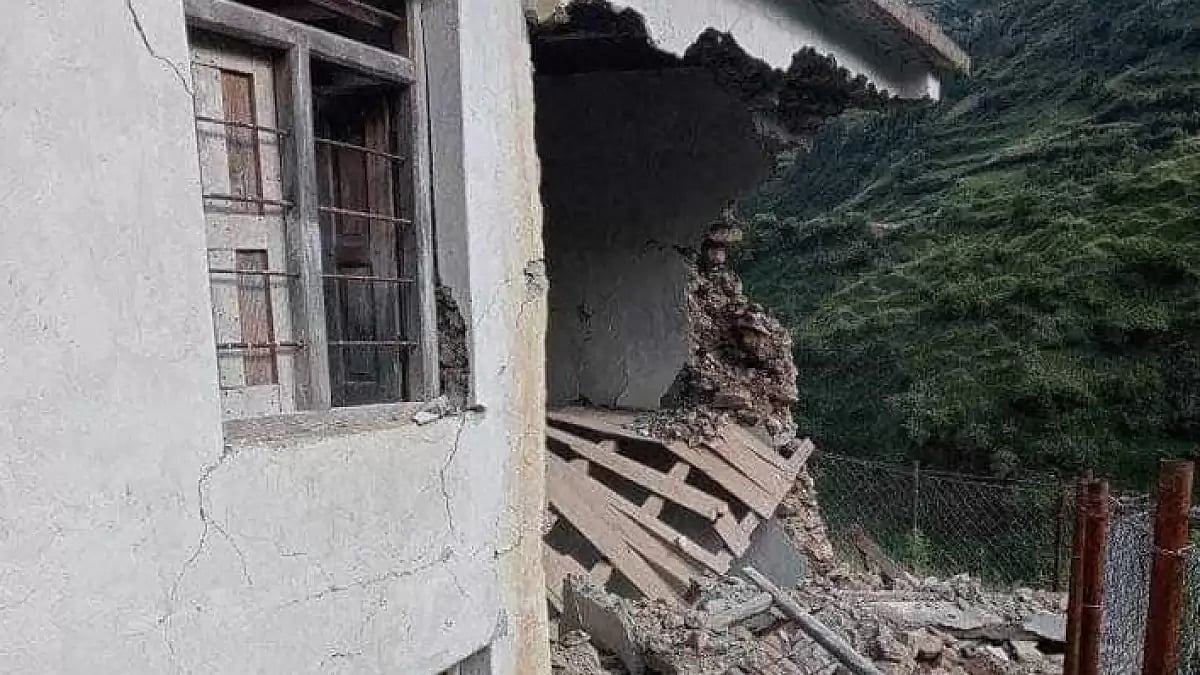 Damage to a house in Western Nepal from today's earthquake 