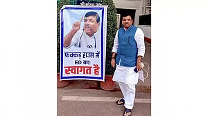 Poster on ED raids at Sanjay Singhs residence