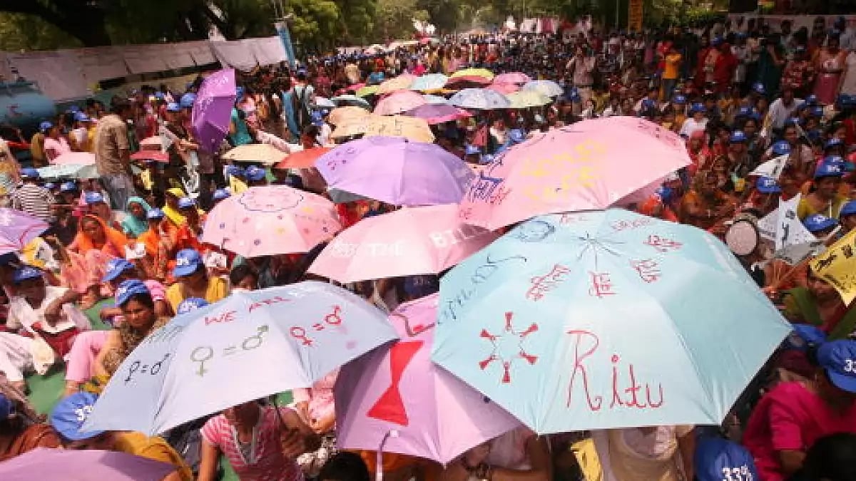 Women political leaders and other NGO workers during a protest in New Delhi July 29, 2010. 