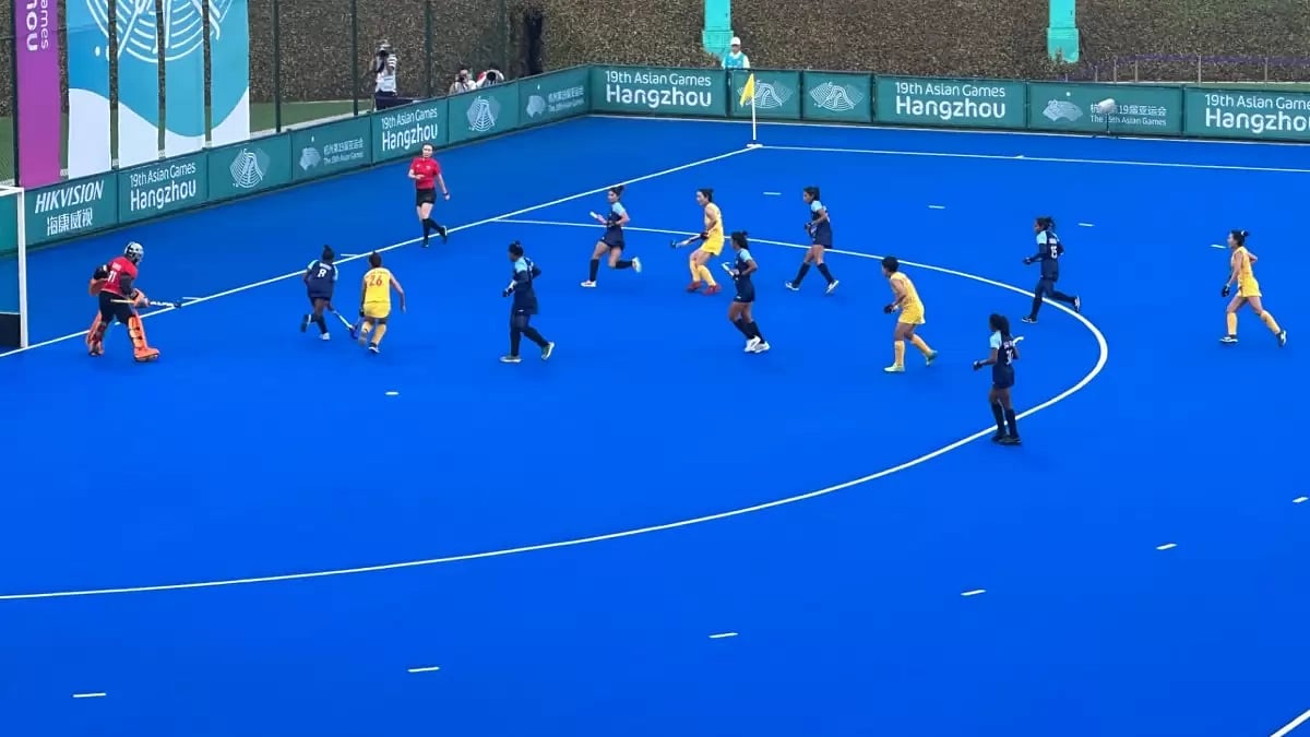 Indian Women's hockey team in action against their Chinese counterparts