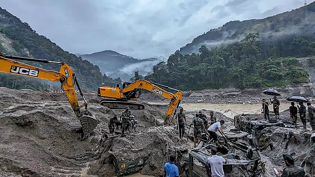 In Pictures: Strong Flash Flood Hits Sikkim, Rescue Operations Underway