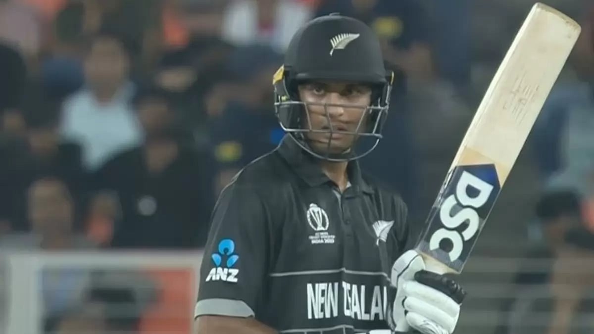 New Zealand's Rachin Ravindra in action