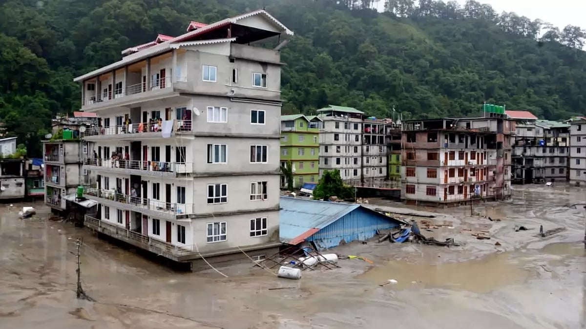 Flash flood-inundated Sikkim