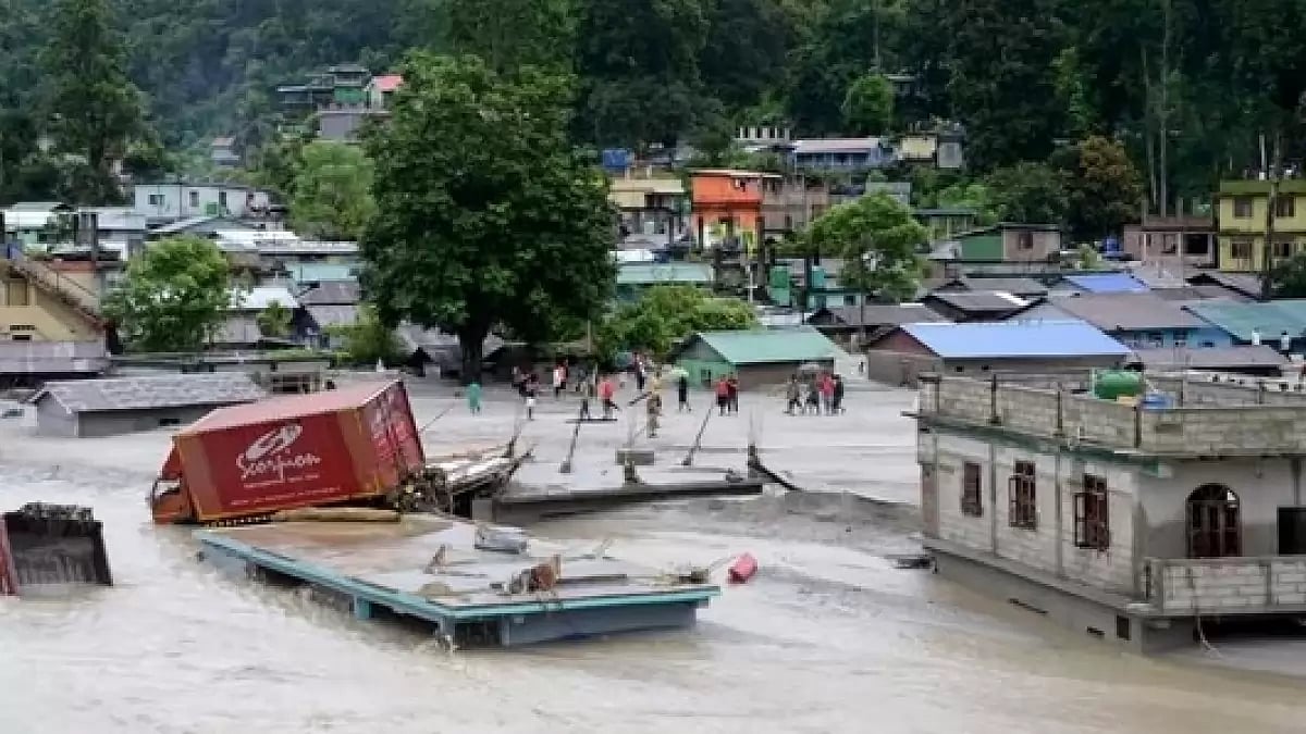 Sikkim roads inundated with flood water