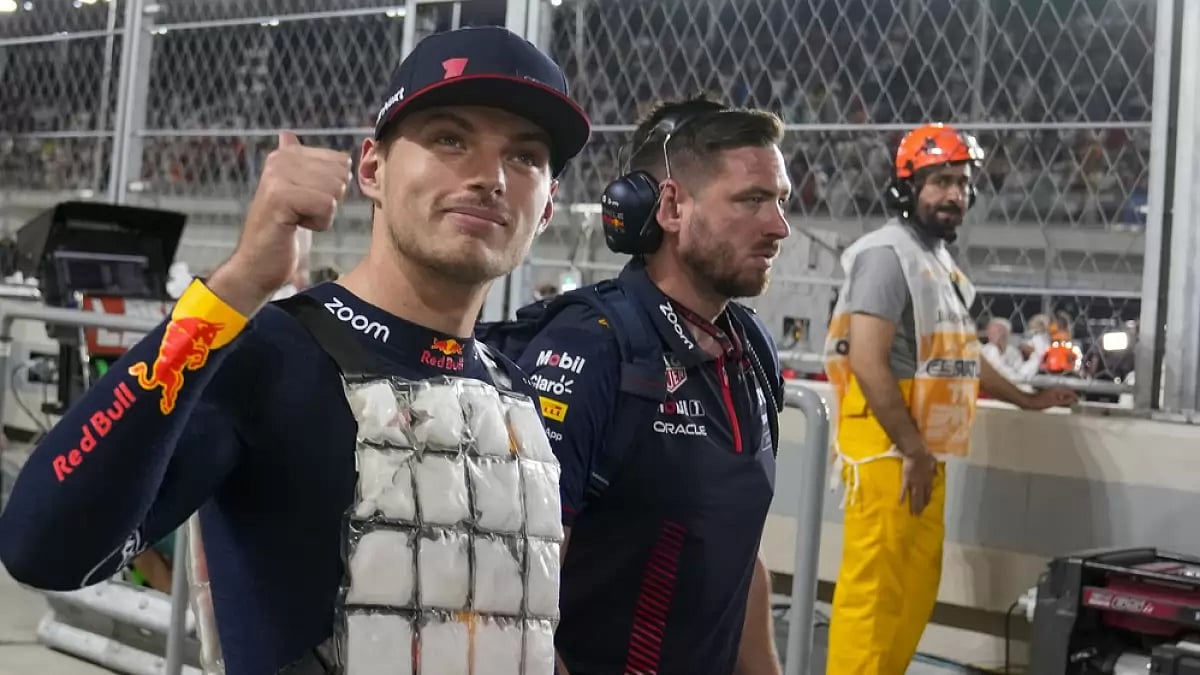 Max Verstappen (left) during the Qatar GP