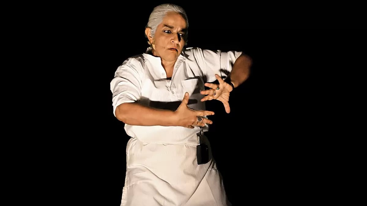 Theatre artist Maya Krisha Rao during a solo act performance at IIC Delhi - null