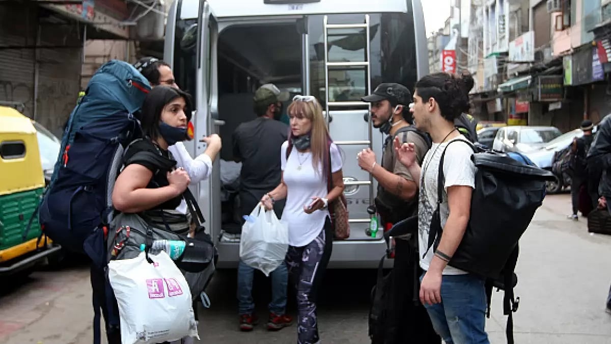 Israel tourists going back to Israel from India during Coronavirus outbreak in 2020