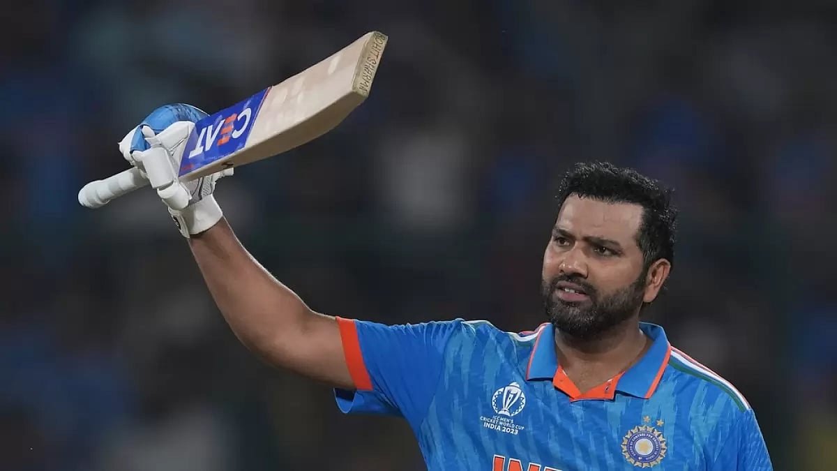 Rohit Sharma celebrates his ton in Delhi on Wednesday.