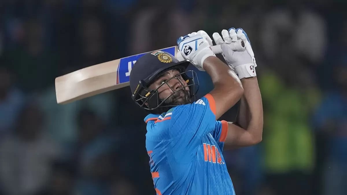 Rohit Sharma en route his record-breaking century in Delhi on Wednesday.