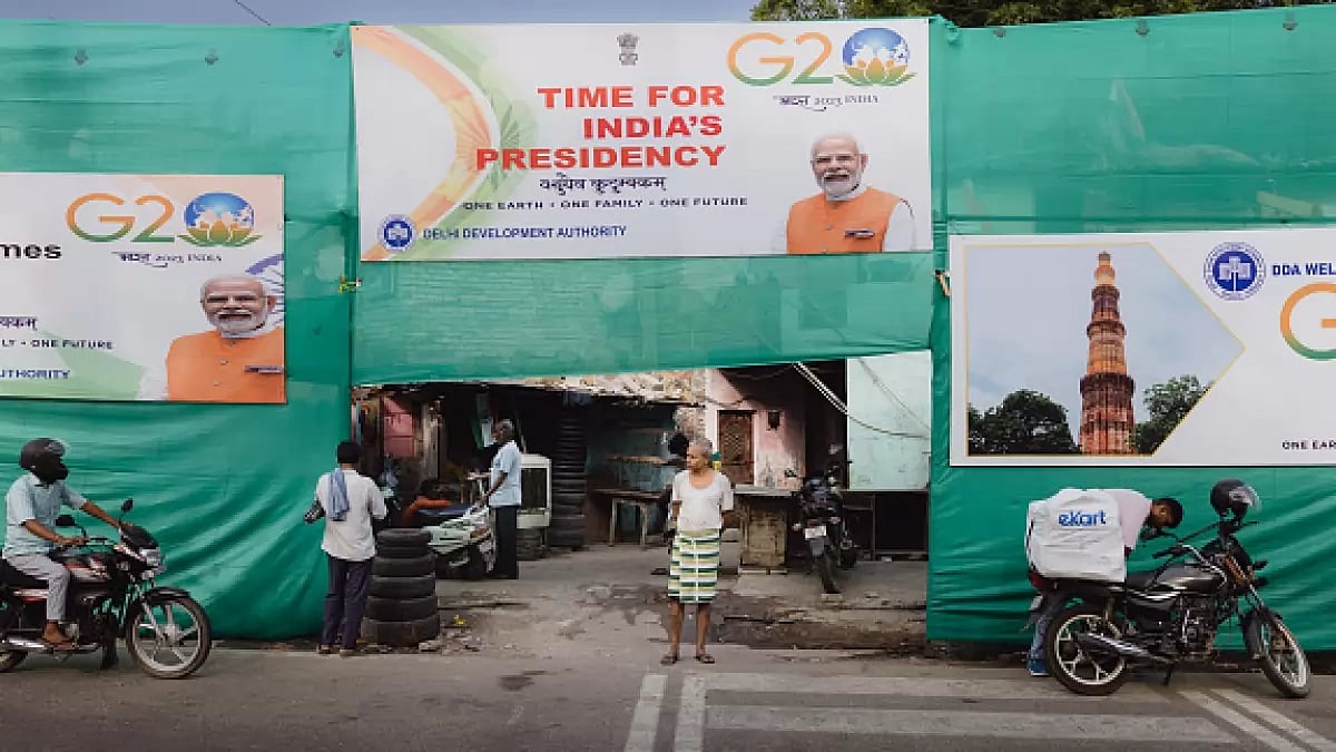 Slums in Delhi covered with green sheets ahead of G20 Summit