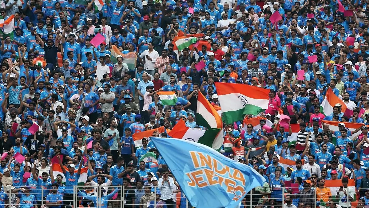 Spectators at the India vs Pakistan match in Ahmedabad.