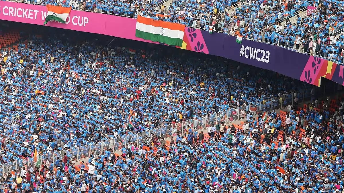 A snapshot of the crowd at the India vs Pakistan match in the ICC Cricket World Cup 2023 in Ahmedabad.