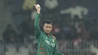 File Photo : Bangladesh captain Shakib Al Hasan in action against New Zealand in Chennai during the 2023 ODI World Cup 